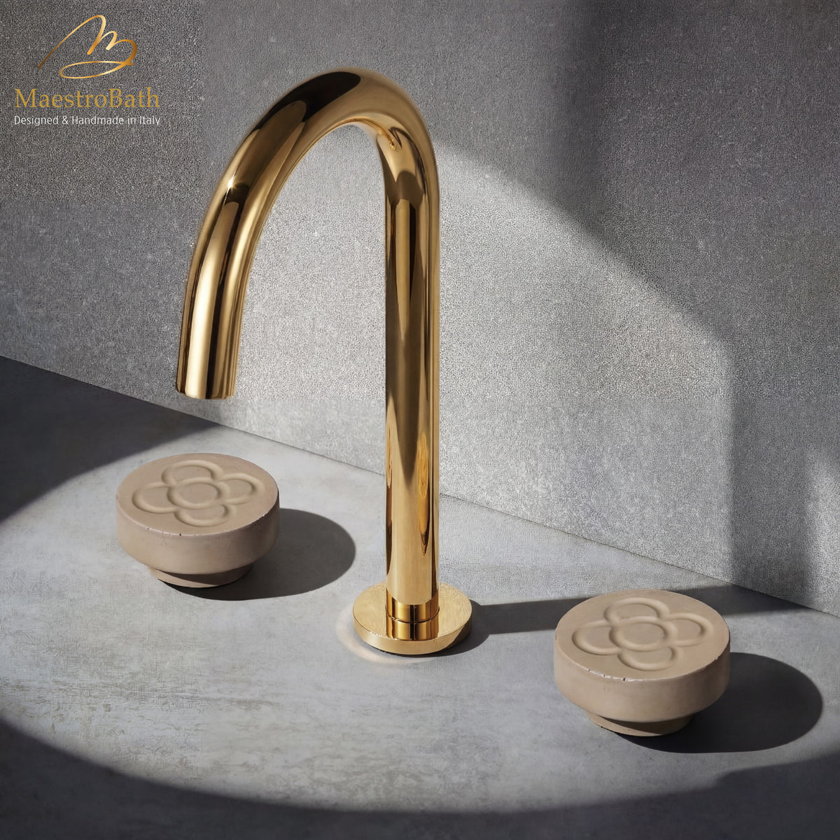 Cemento 3 Hole Bathroom Faucet, handmade in Italy by MaestroBath