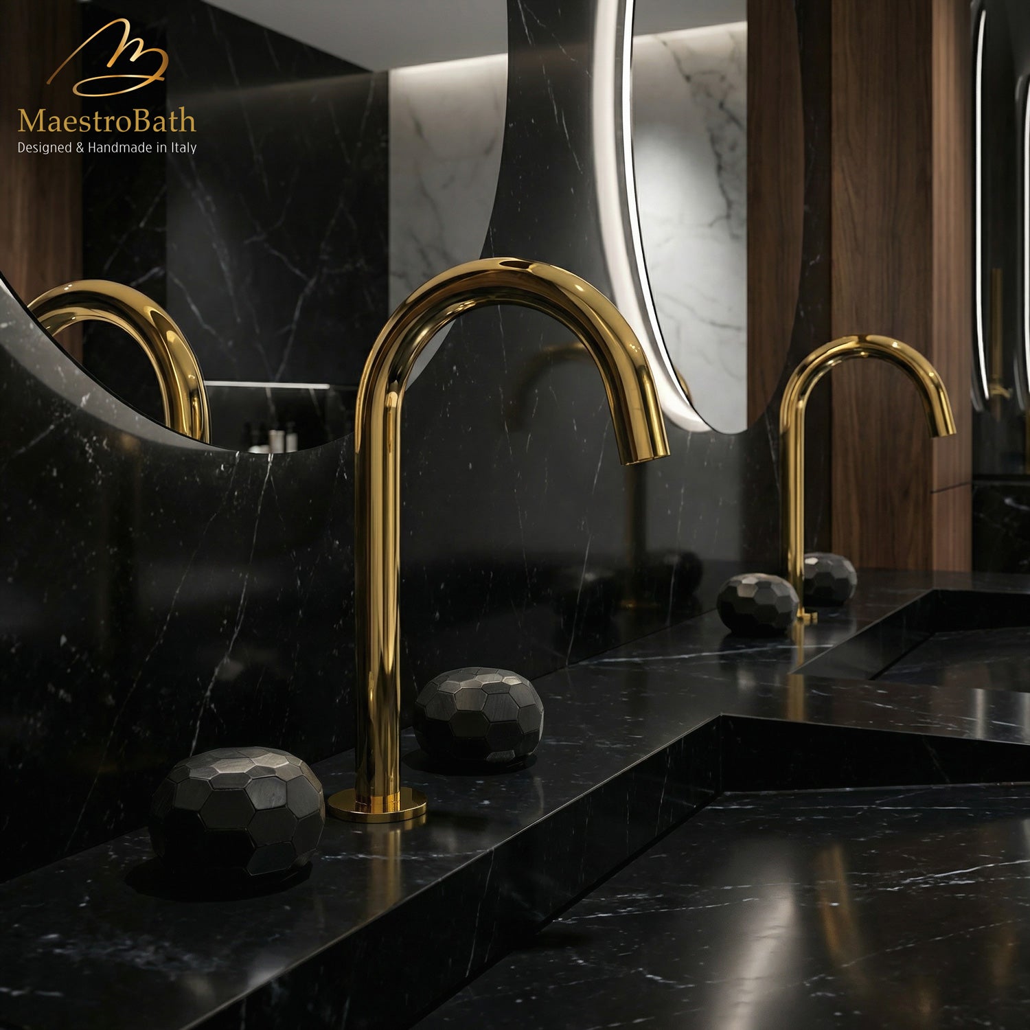 GLAMOUR 3-Hole Luxury Bathroom Faucet | Polished Gold