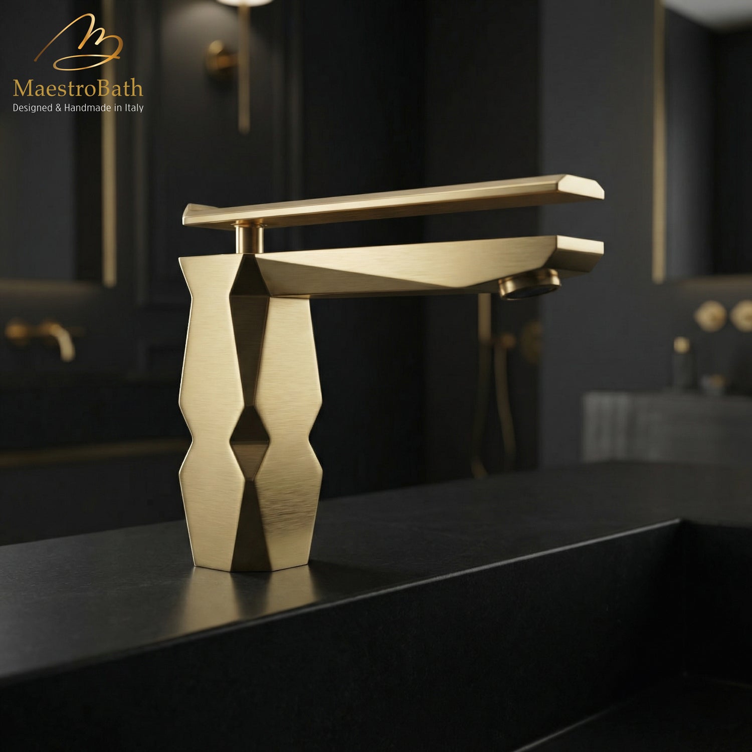 Ikon Brushed Gold Luxury Vessel Sink Faucet #color_brushed gold