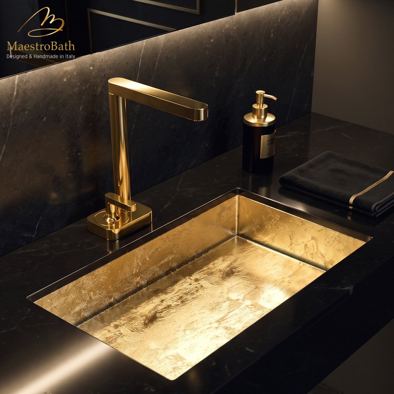 Deck mounted brass single hole bathroom faucet, shown in polished gold, 6.9 inch spout height and a 5.1 inch spout reach #color_polished gold