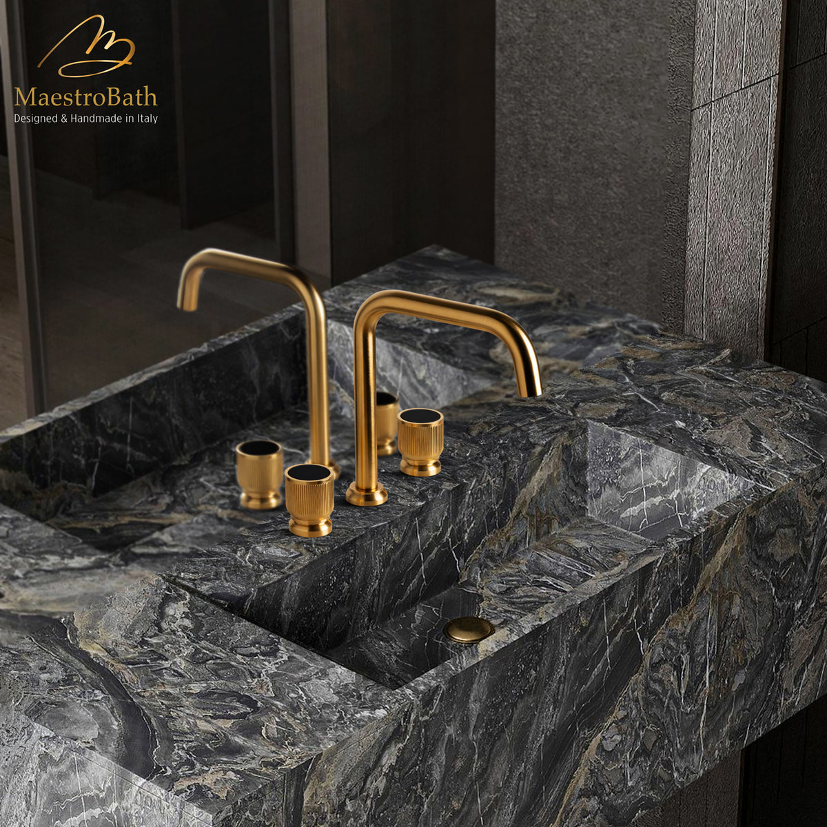 Rigato Luxury 3-hole Bathroom Faucet #color_Brushed Gold