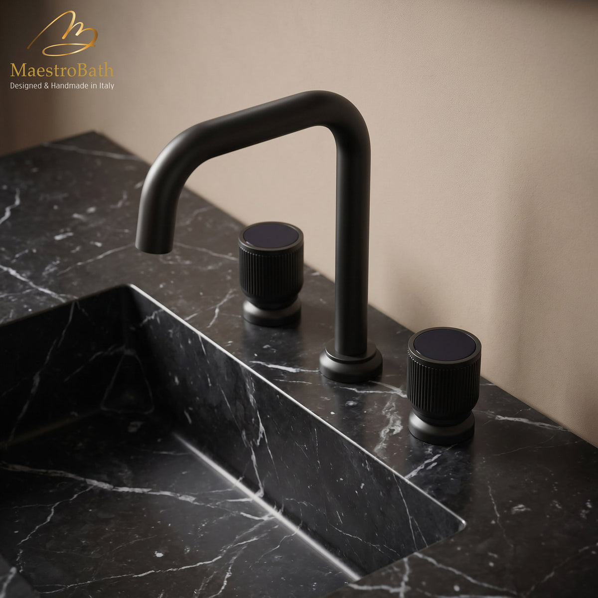 Rigato Luxury 3-hole Bathroom Faucet #color_Black