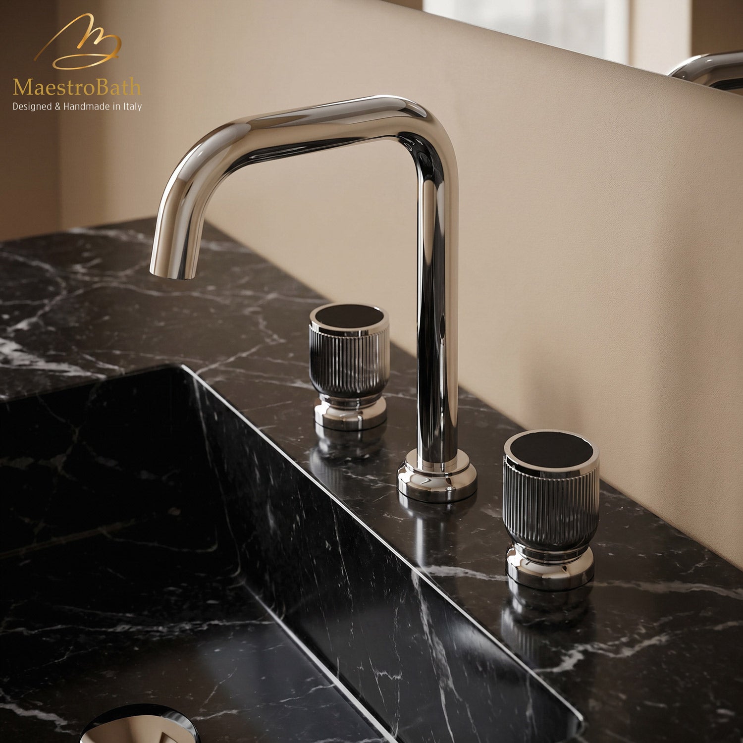 Rigato Luxury 3-hole Bathroom Faucet #color_Polished Chrome