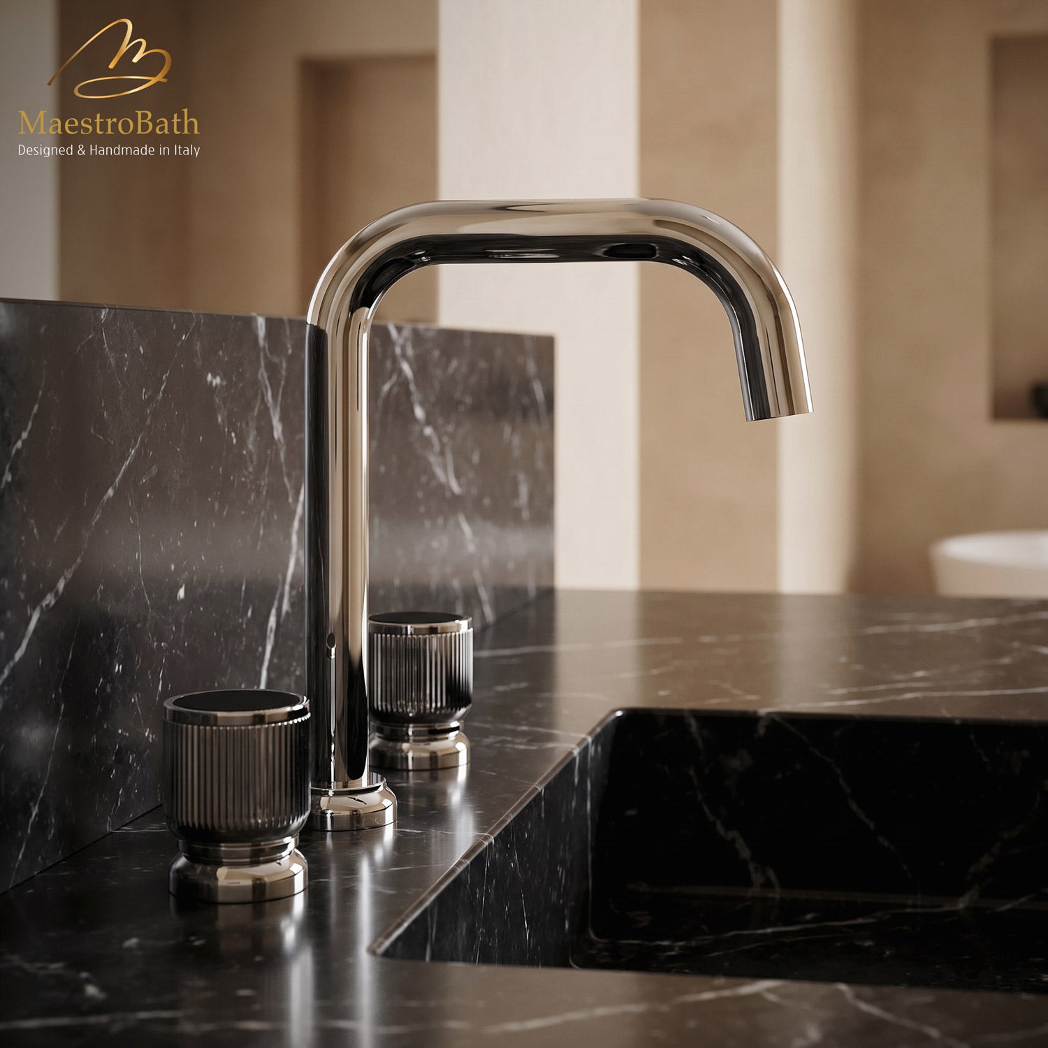 Rigato Luxury 3-hole Bathroom Faucet #color_Polished Chrome