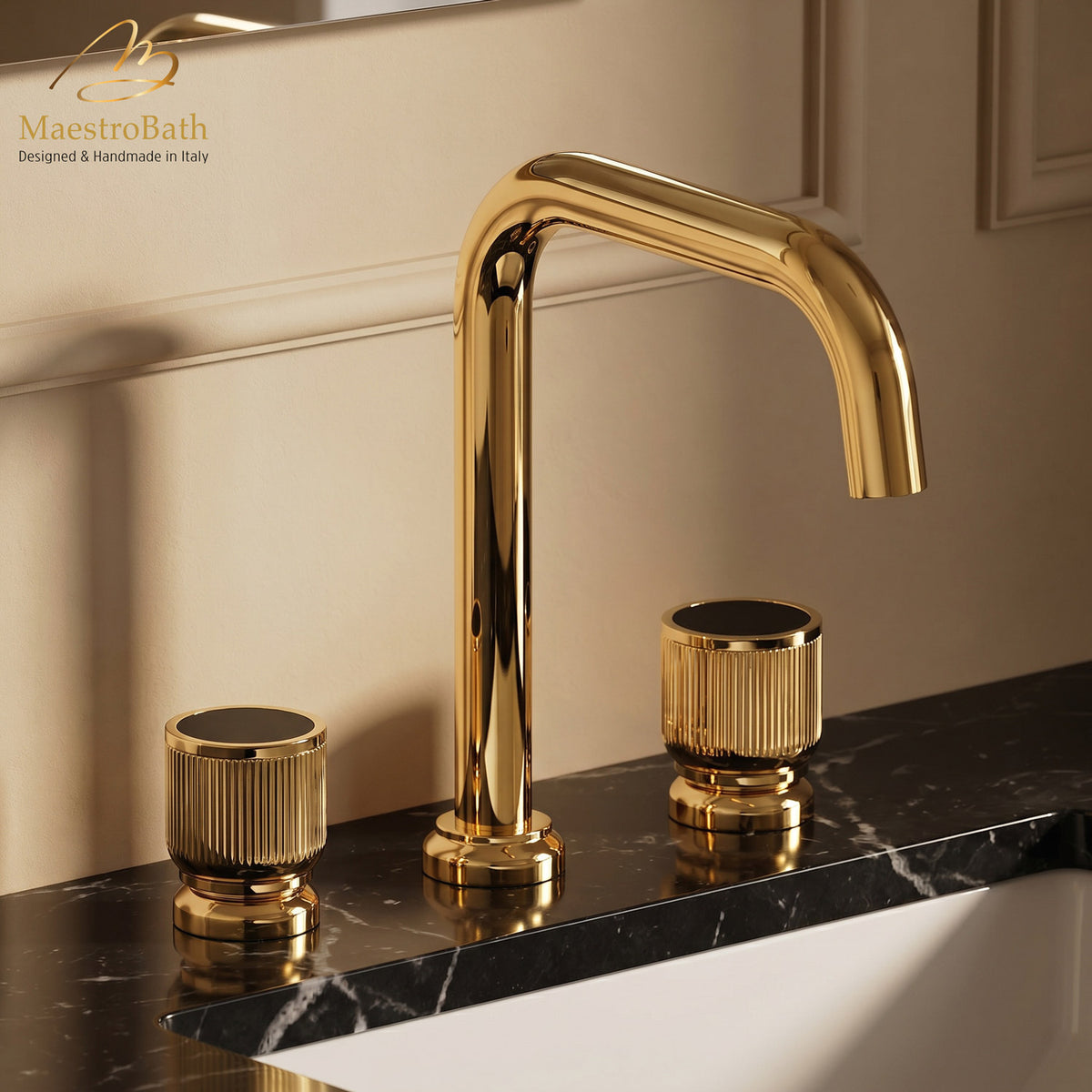 Rigato Luxury 3-hole Bathroom Faucet #color_Polished Gold