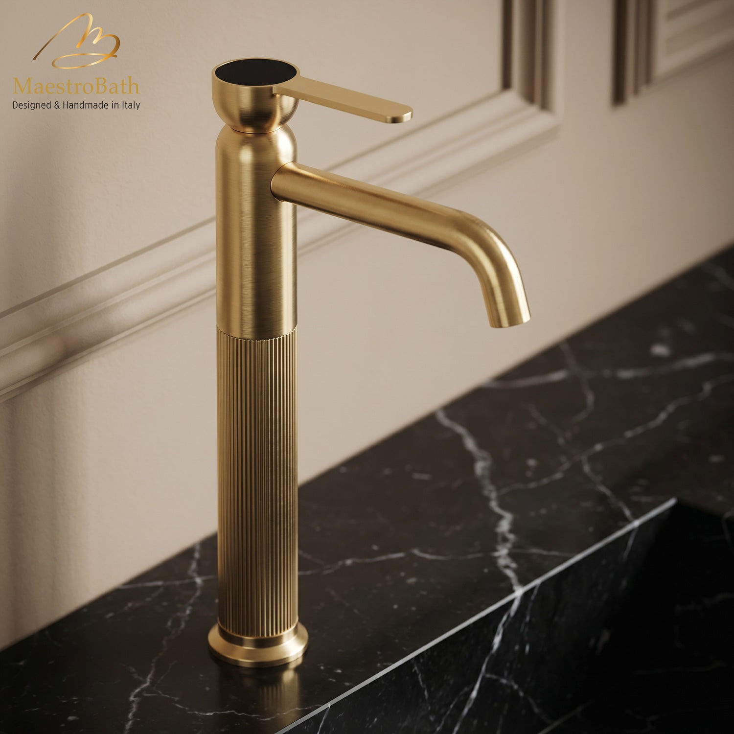 Rigato Luxury High Bathroom Faucet #color_Brushed Gold