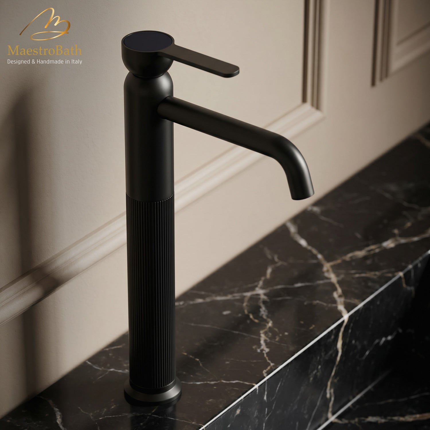 Rigato Luxury High Bathroom Faucet #color_Black