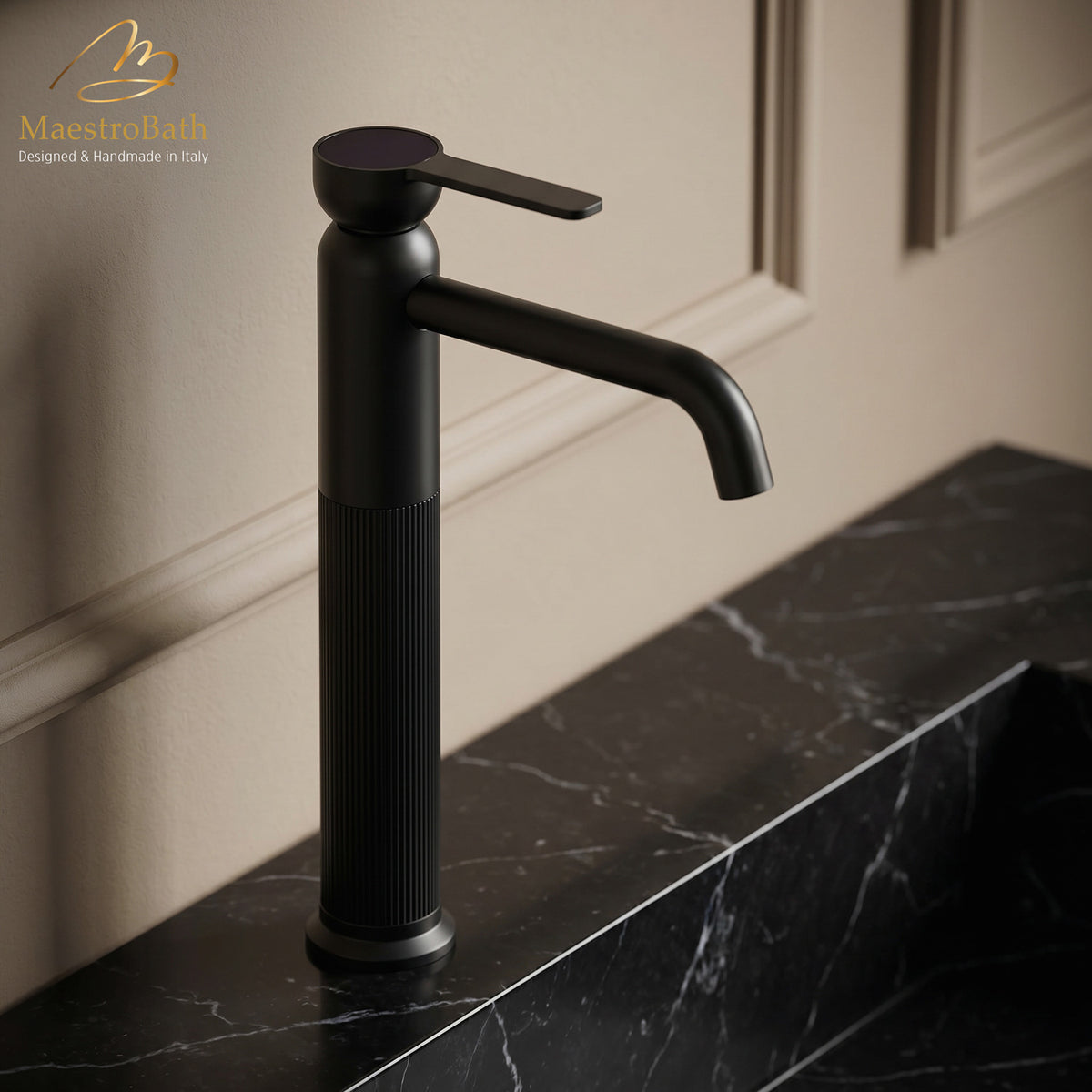 Rigato Luxury High Bathroom Faucet #color_Black