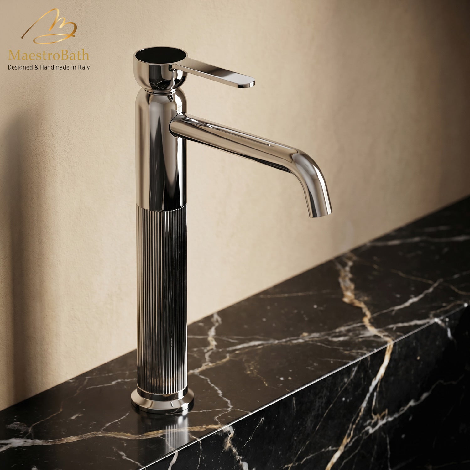 Rigato Luxury High Bathroom Faucet #color_Polished Chrome