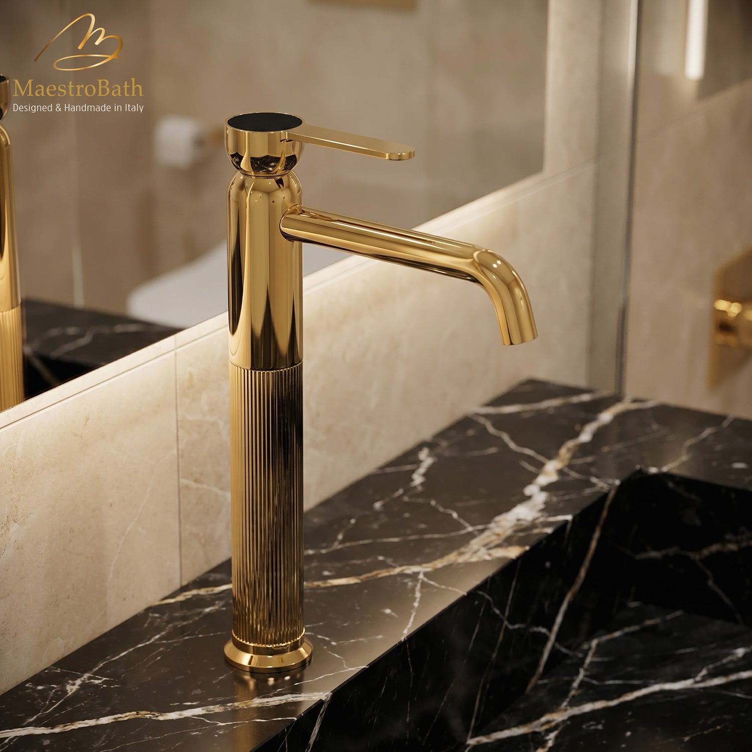 Rigato Luxury High Bathroom Faucet #color_Polished Gold