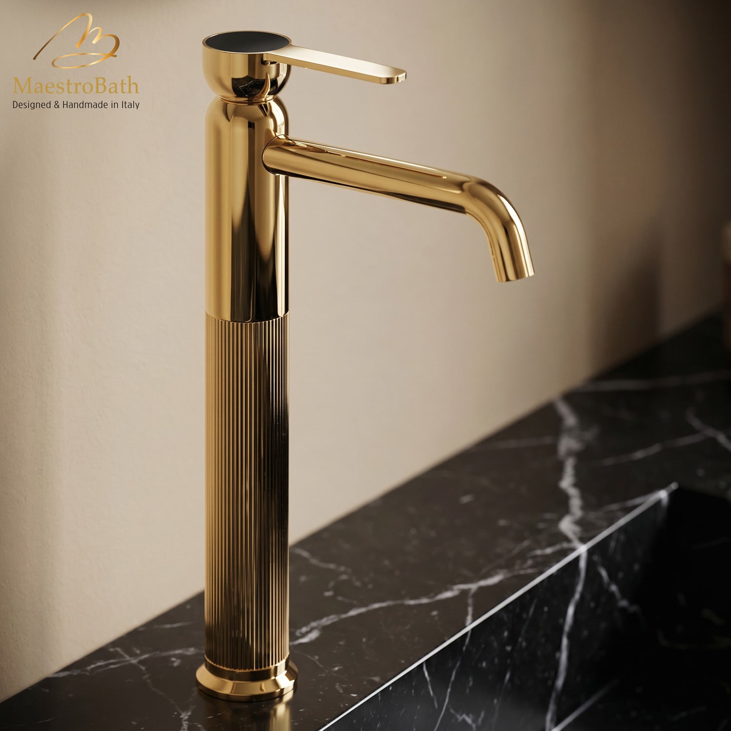 Rigato Luxury High Bathroom Faucet #color_Polished Gold