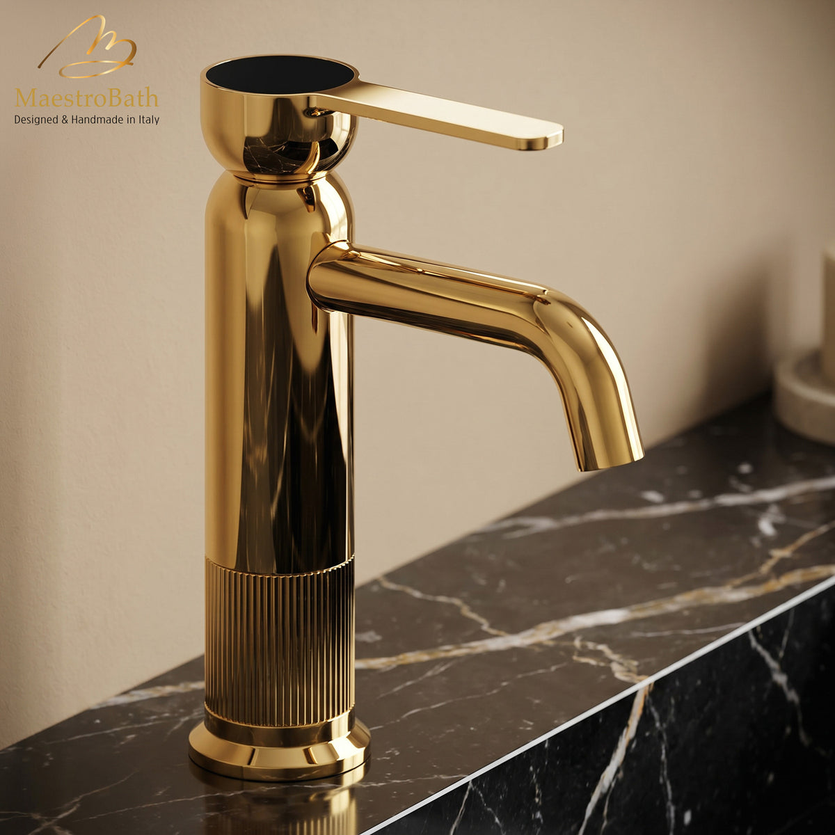 Rigato Luxury Low Bathroom Faucet, handmade in Italy by MaestroBath