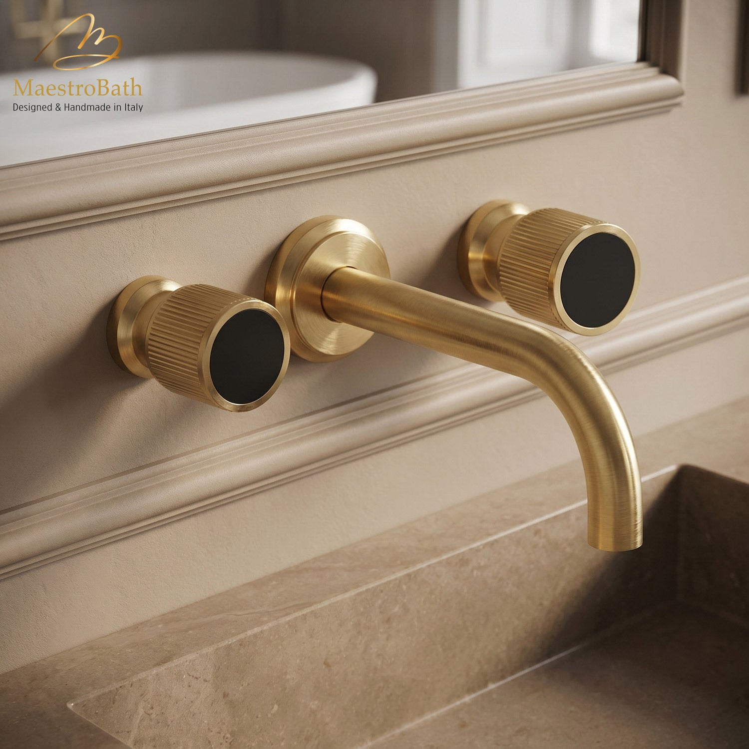 Rigato Luxury Wall-mount Bathroom Faucet #color_Brushed Gold