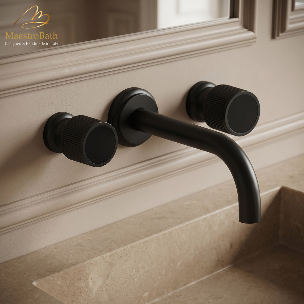 Rigato Luxury Wall-mount Bathroom Faucet #color_Black