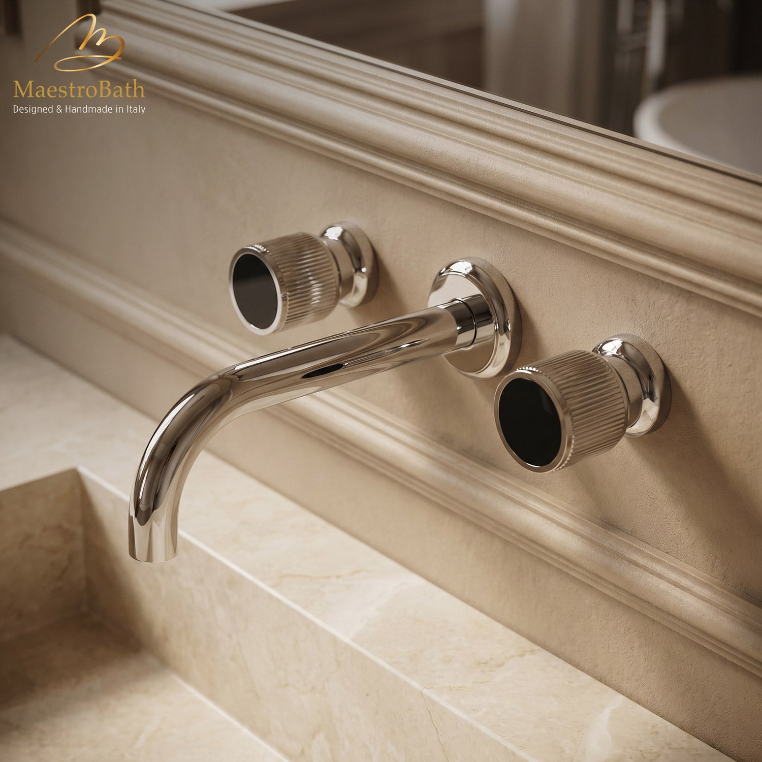 Rigato Luxury Wall-mount Bathroom Faucet #color_Polished Chrome