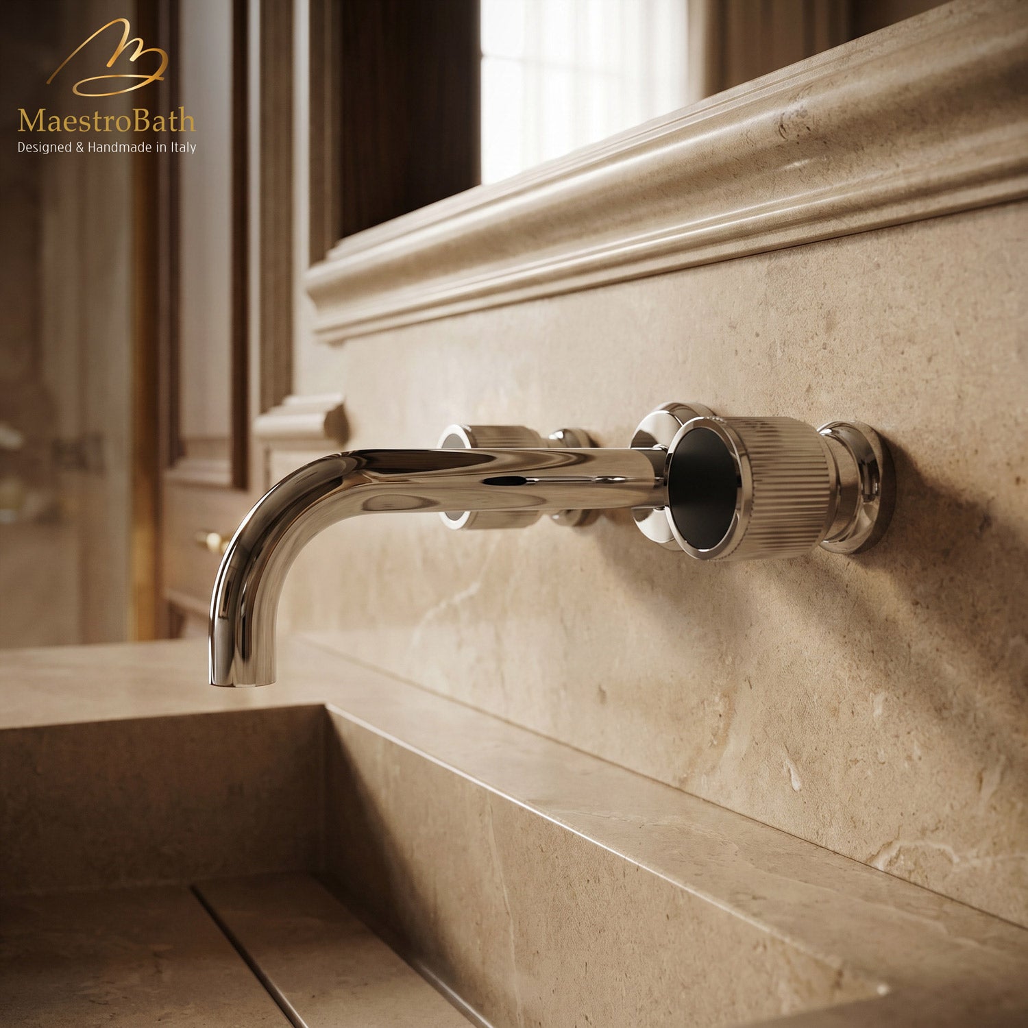 Rigato Luxury Wall-mount Bathroom Faucet #color_Polished Chrome