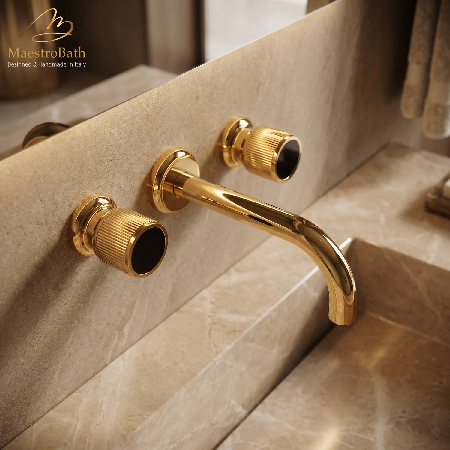 Rigato Luxury Wall-mount Bathroom Faucet #color_Polished Gold