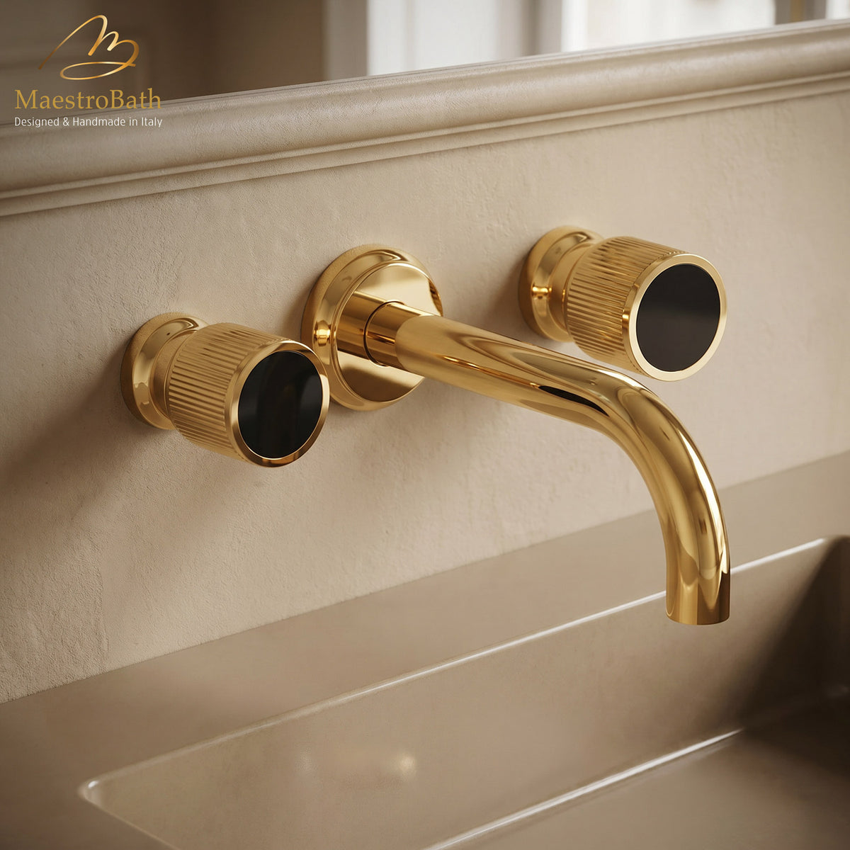 Rigato Luxury Wall-mount Bathroom Faucet #color_Polished Gold