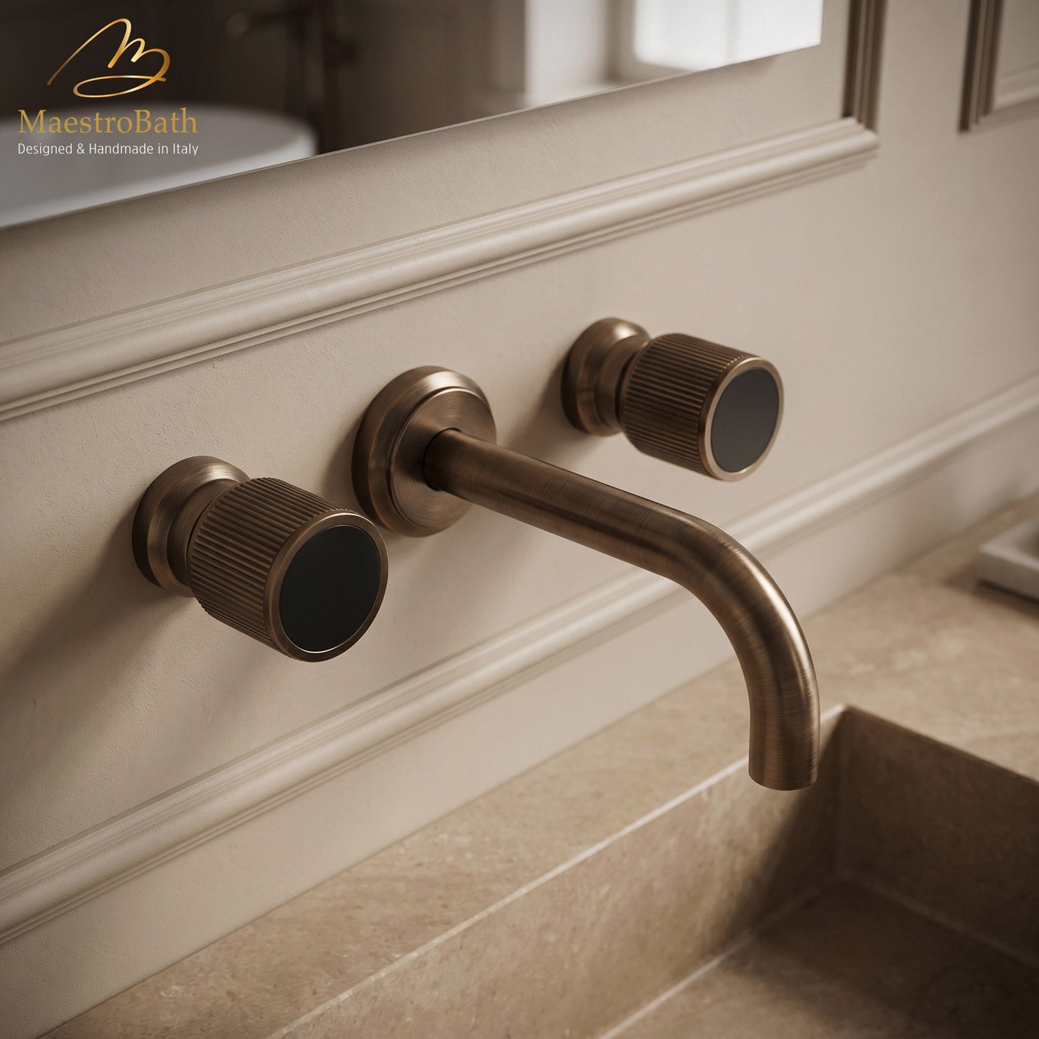 Rigato Luxury Wall-mount Bathroom Faucet #color_Tabacco