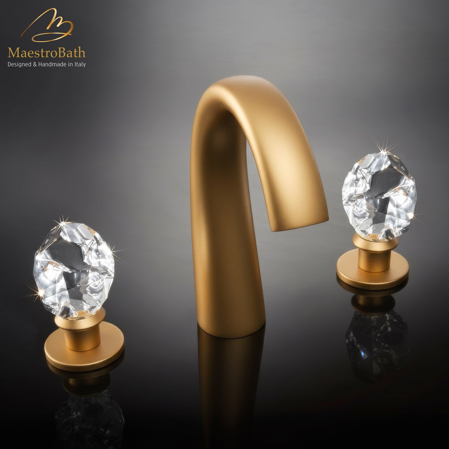 Lux Crystal 3-Hole Bathroom Faucet #color_matte gold