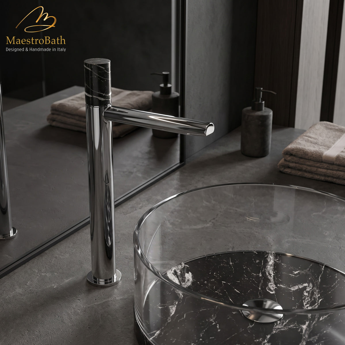 Marble High Bathroom Faucet | Polished Chrome #color_polished chrome