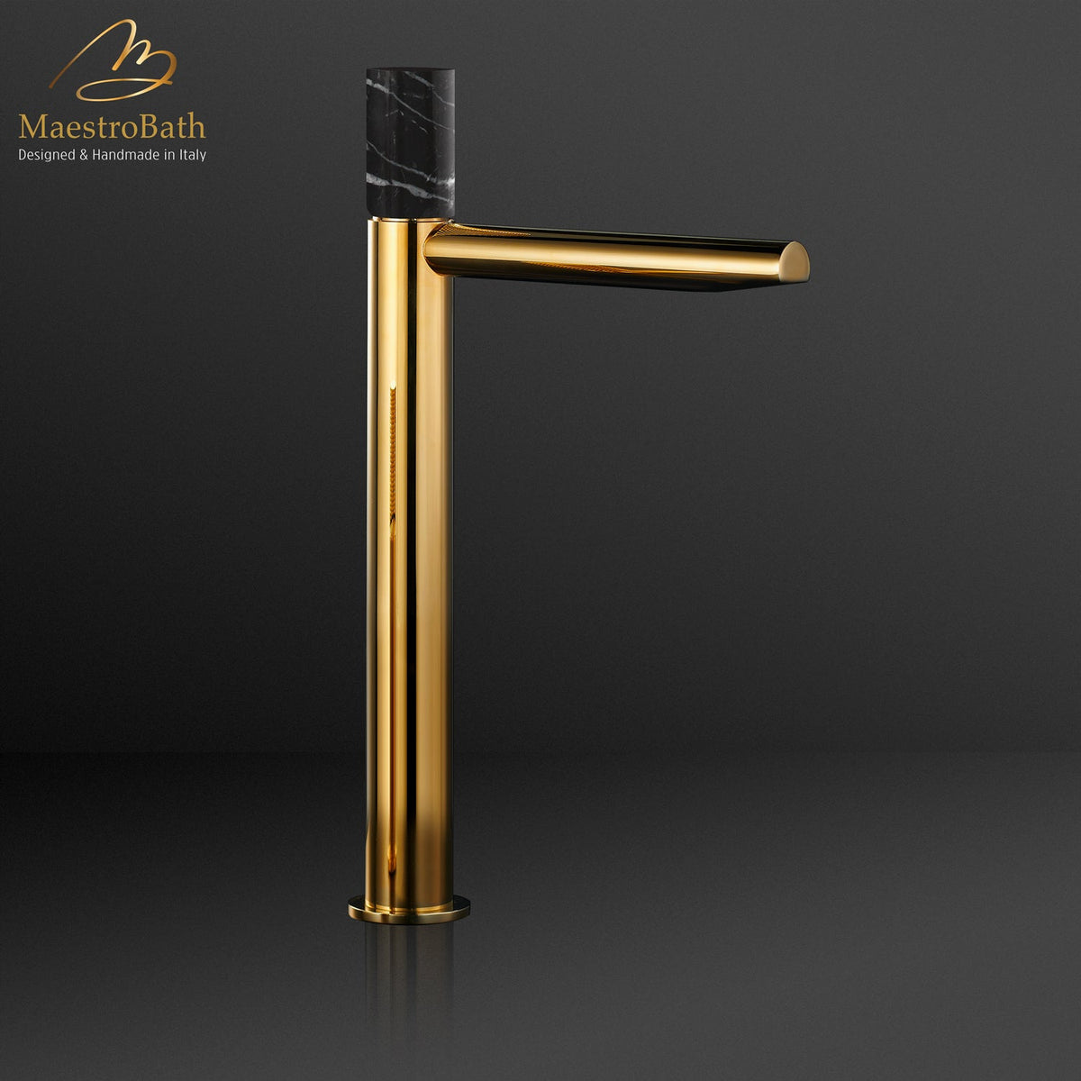Marble High Bathroom Faucet, shown in polished gold, 13.3 inch spout height and a 6.6 inch spout reach #color_polished gold
