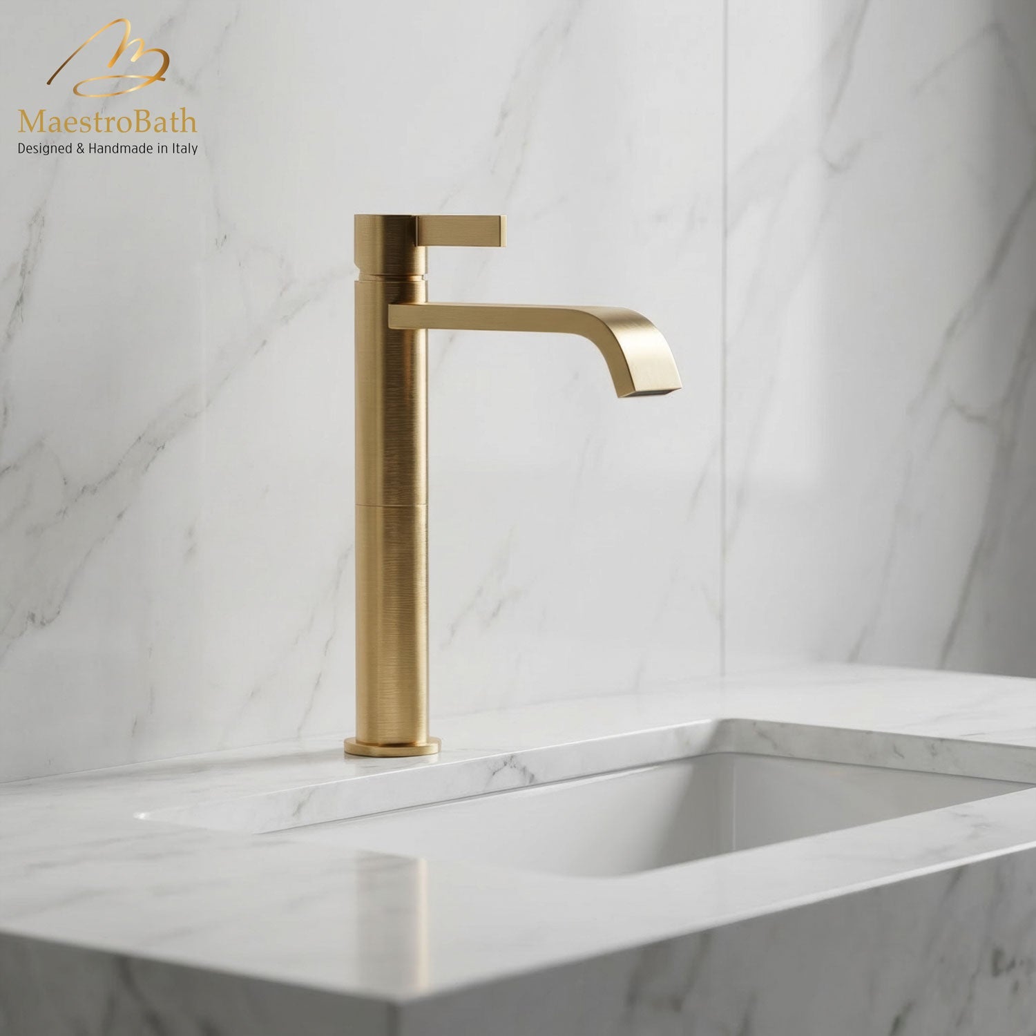 High Single Lever Basin Mixer Faucet #color_brushed gold