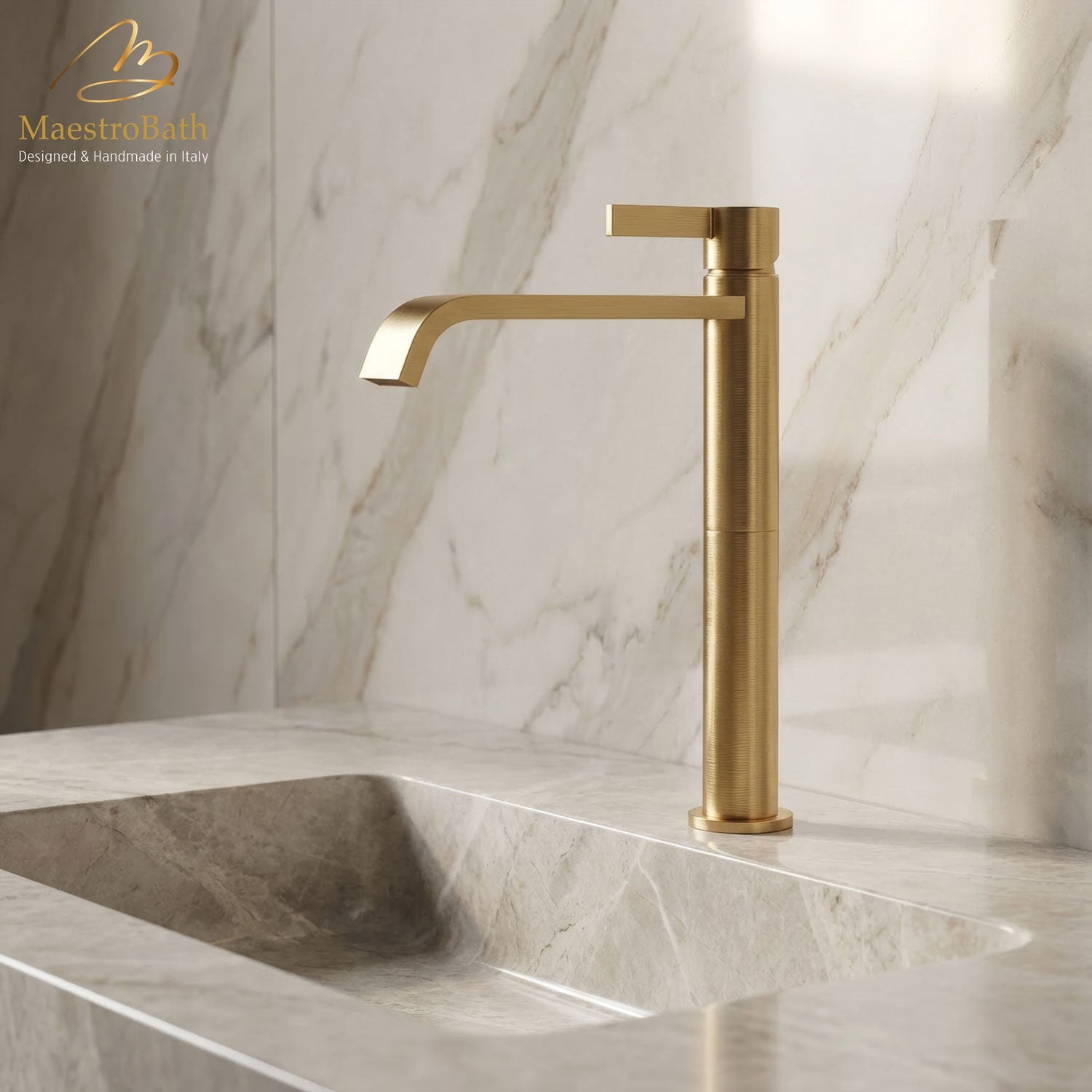 High Single Lever Basin Mixer Faucet #color_brushed gold