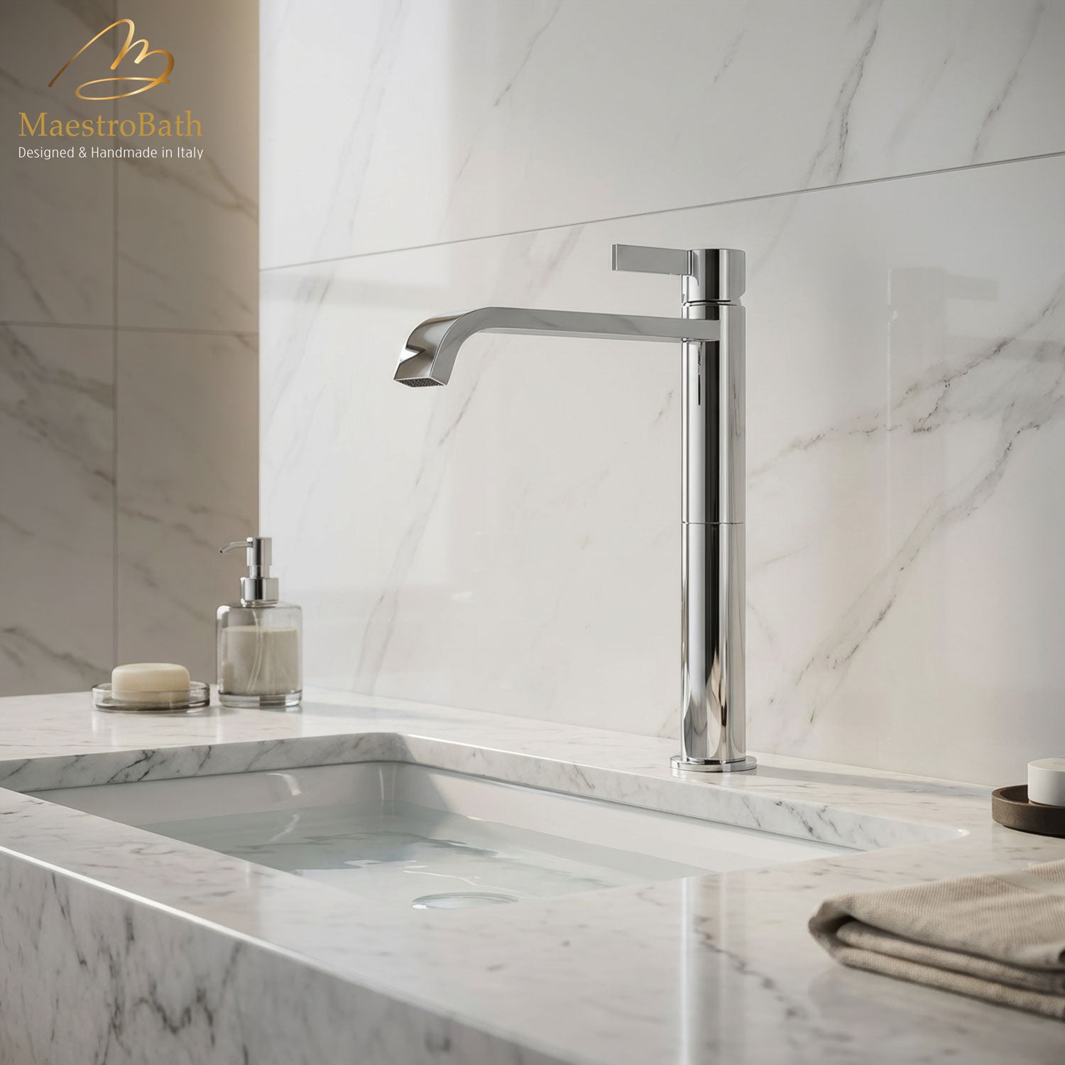 High Single Lever Basin Mixer Faucet #color_polished chrome
