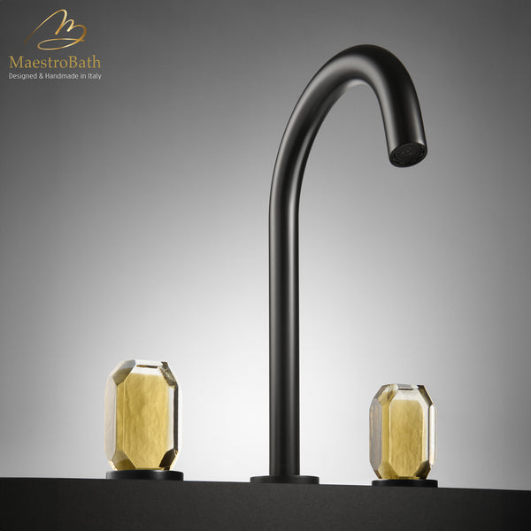 OTTO Modern 3-hole Bathroom Faucet | Black and Gold