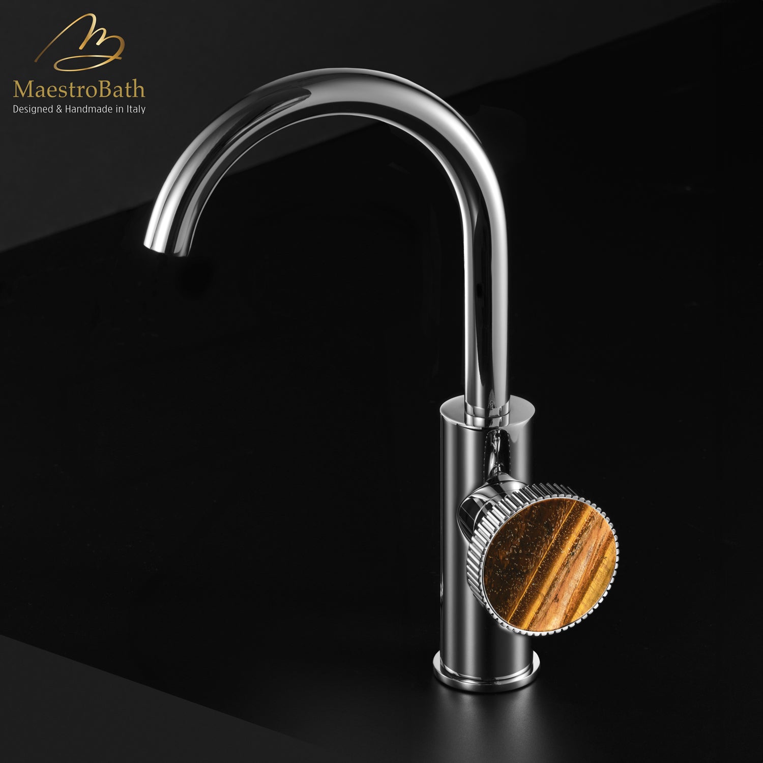 Preziosa Luxury Bathroom Faucet | Polished Chrome #handles_Tiger Eye