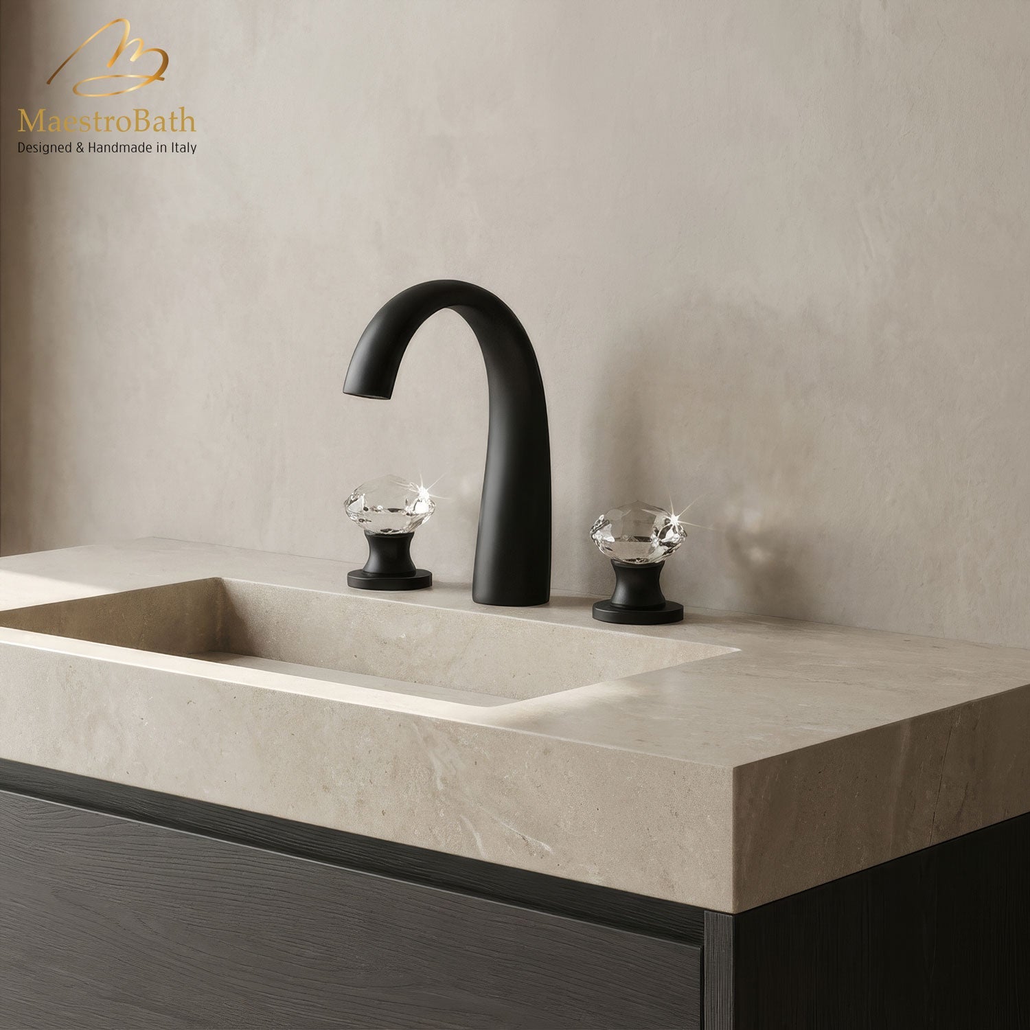 Rock 3-Hole Crystal Bathroom Faucet | Black #color_black