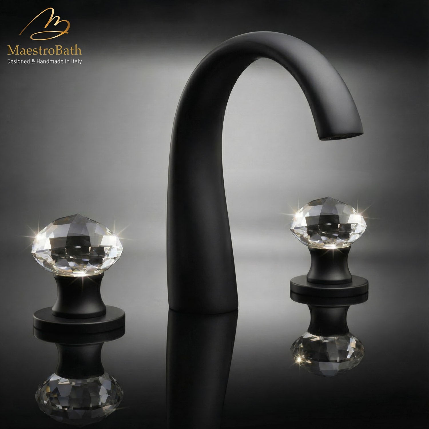 Rock 3-Hole Crystal Bathroom Faucet | Black #color_black