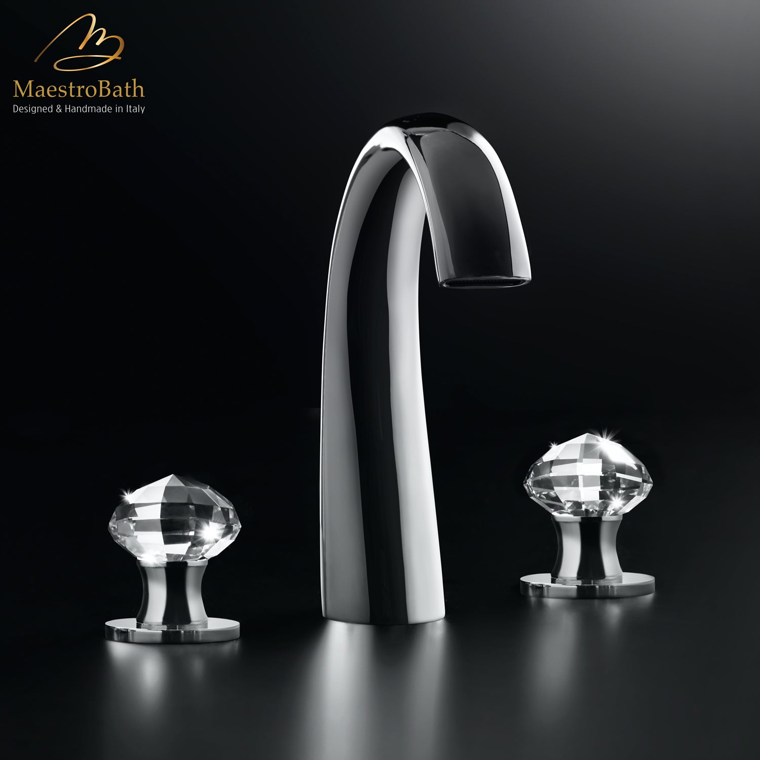 Rock 3-Hole Crystal Bathroom Faucet | Polished Chrome #color_polished chrome