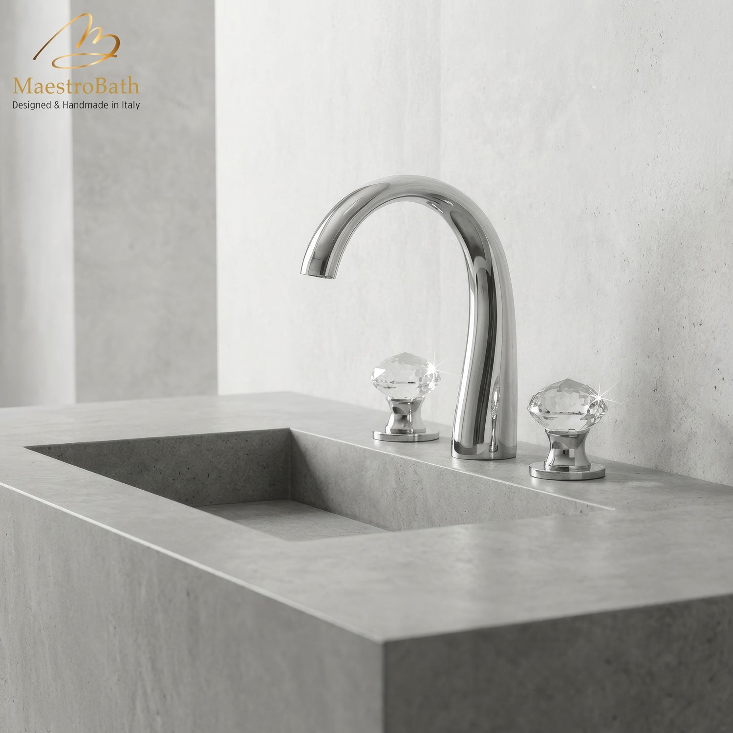 Rock 3-Hole Crystal Bathroom Faucet | Polished Chrome #color_polished chrome