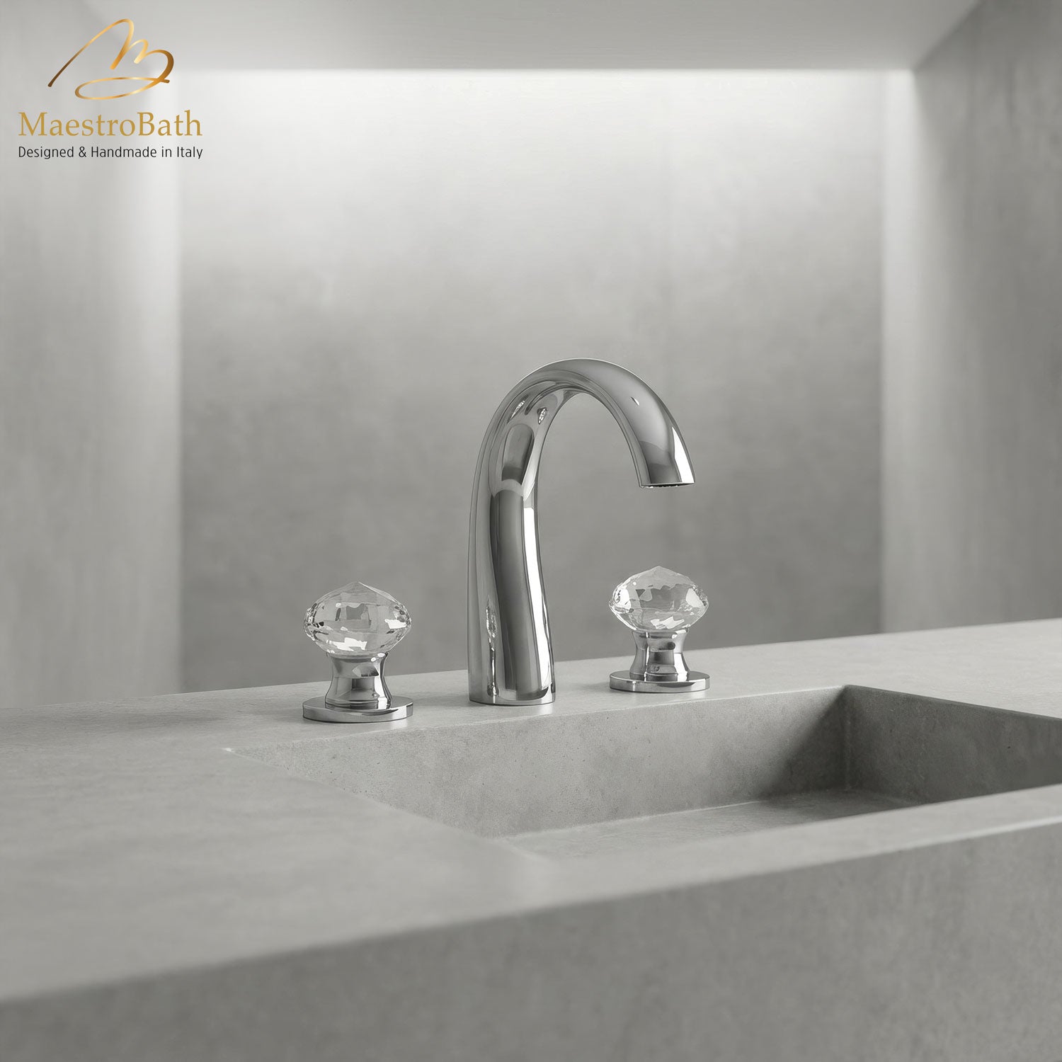 Rock 3-Hole Crystal Bathroom Faucet | Polished Chrome #color_polished chrome