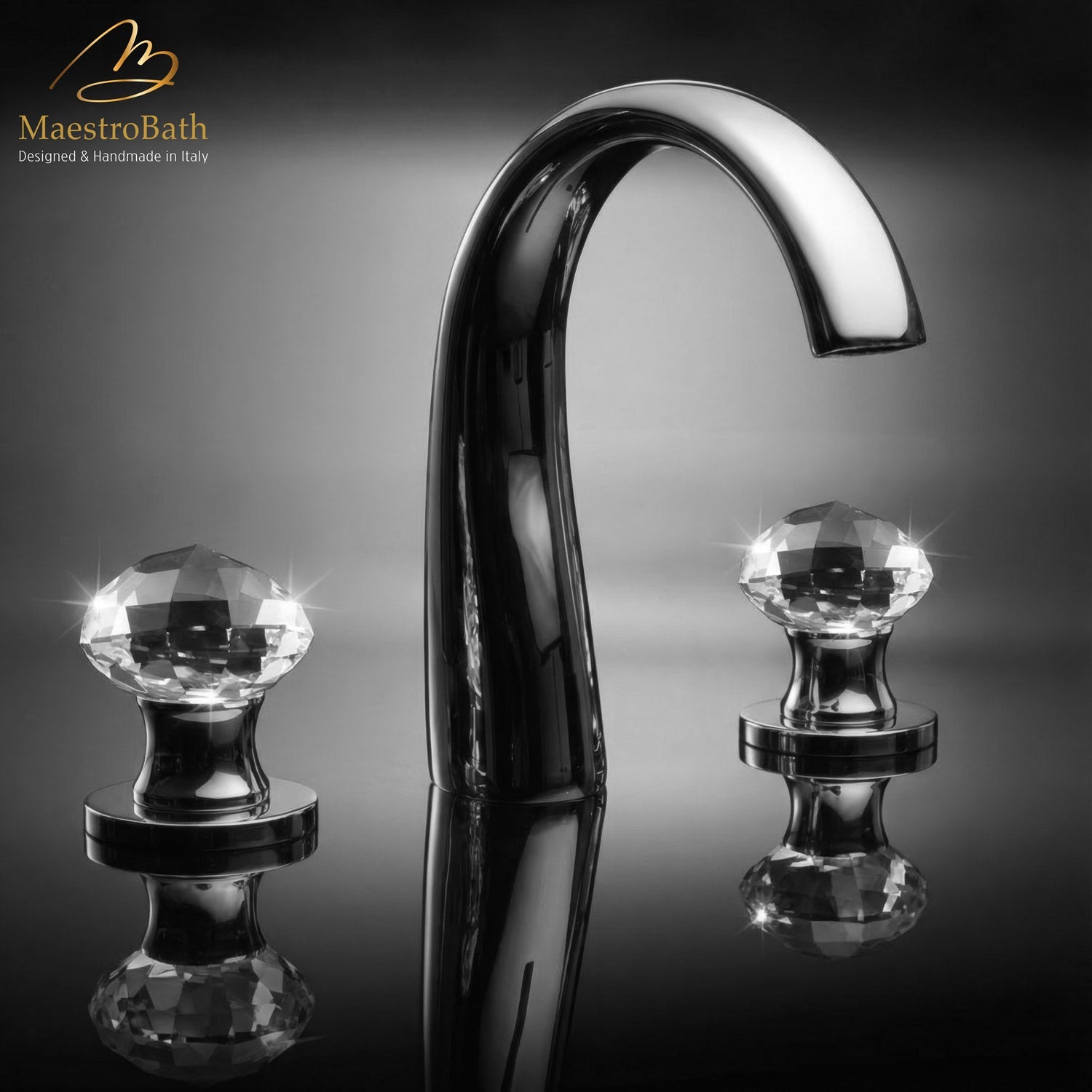Rock 3-Hole Crystal Bathroom Faucet | Polished Chrome #color_polished chrome