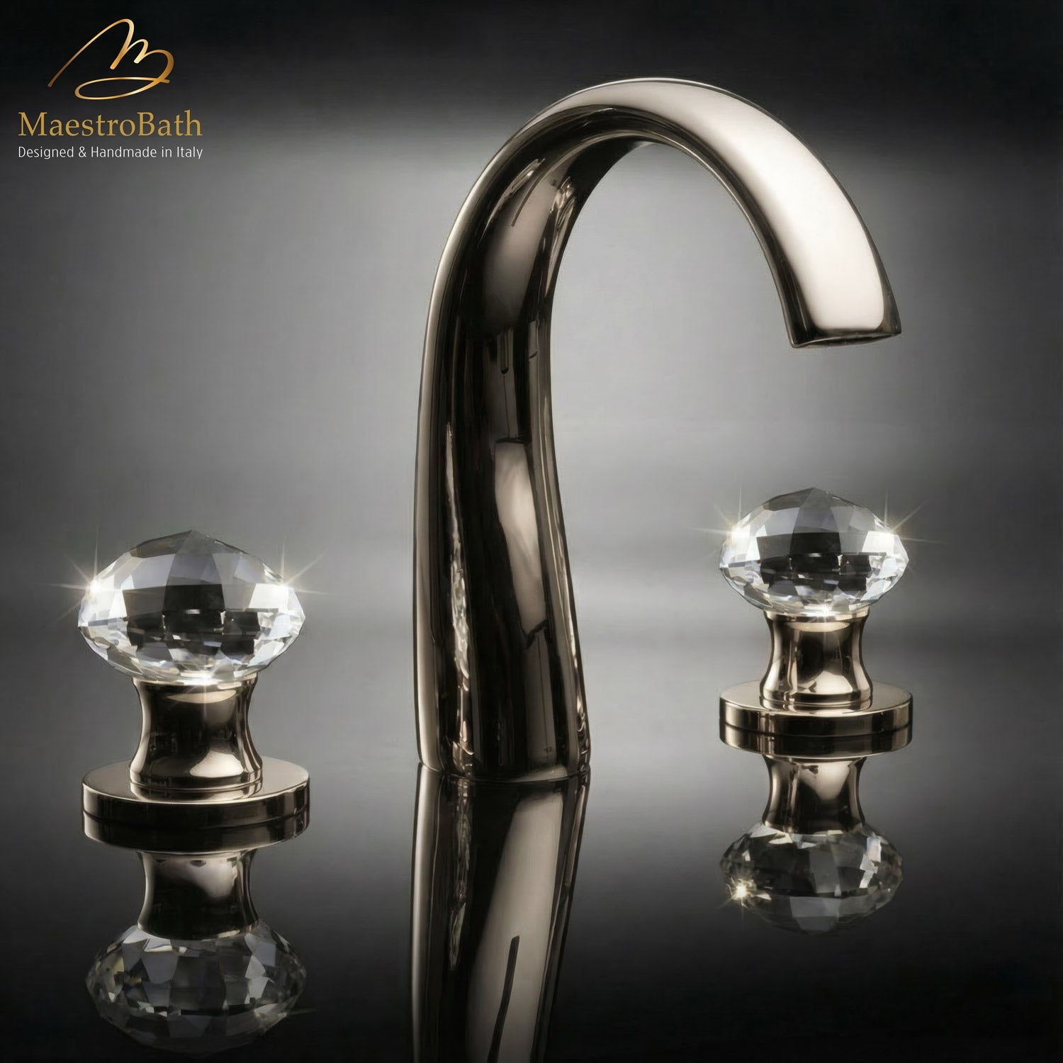 Rock 3-Hole Crystal Bathroom Faucet | Polished Nickel #color_polished nickel