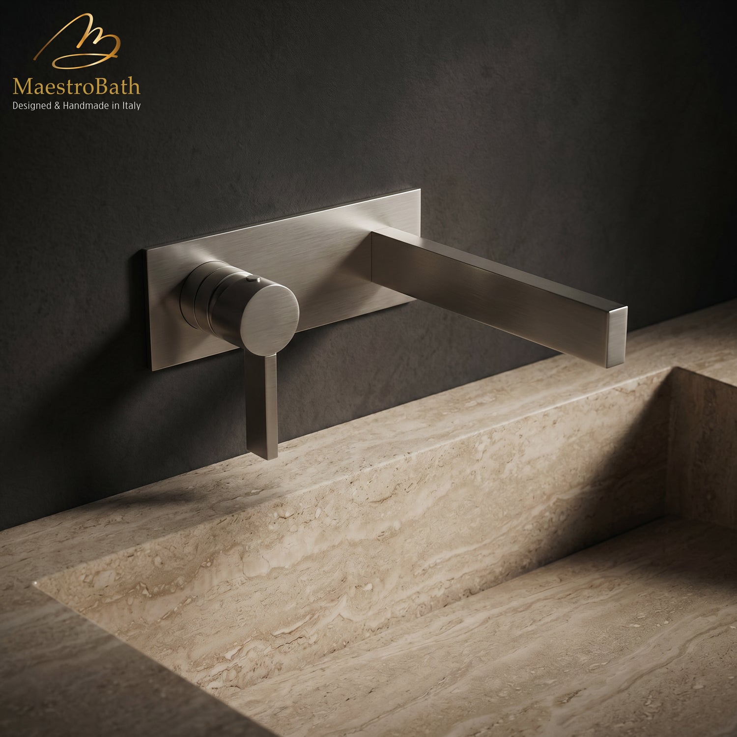 Luxury Wall Mount Bathroom Faucet Caso Brushed Nickel #color_brushed nickel