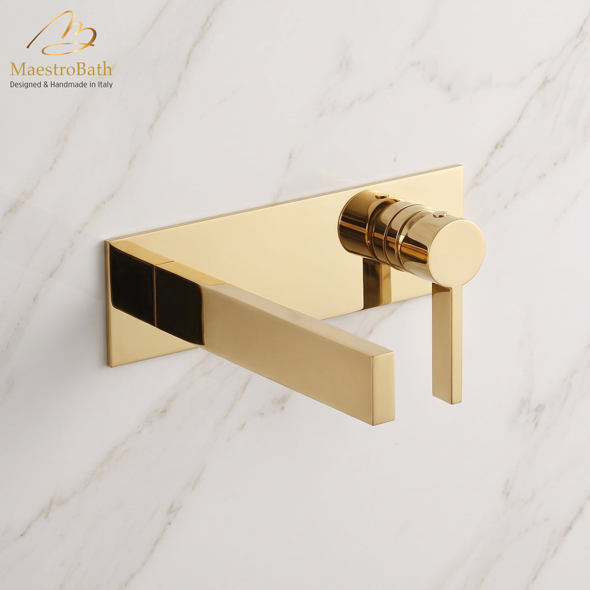 Luxury Wall Mount Bathroom Faucet Caso Polished Gold #color_polished gold