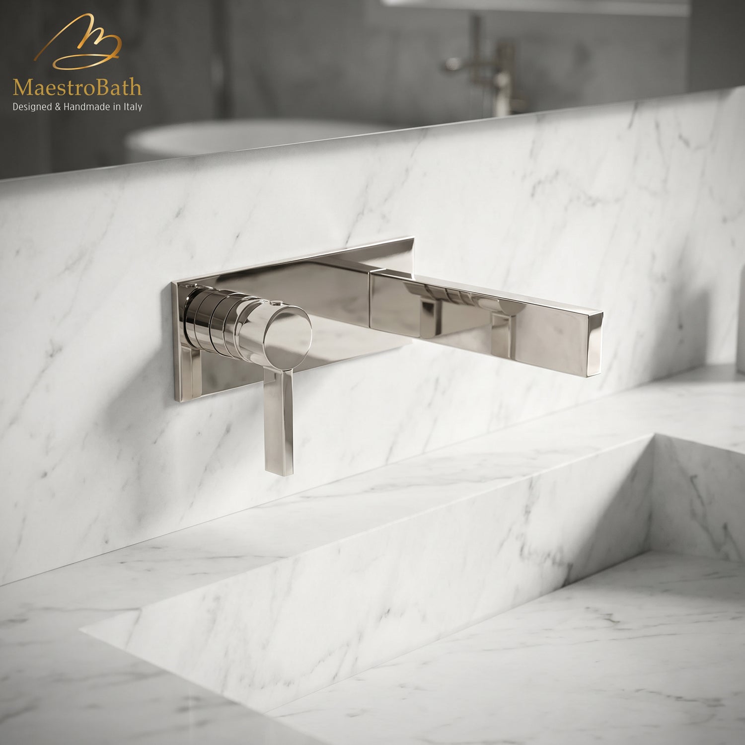 Luxury Wall Mount Bathroom Faucet Caso Polished Nickel #color_polished nickel