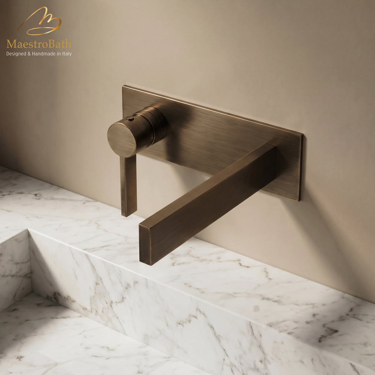 Luxury Wall Mount Bathroom Faucet Caso Tobacco #color_Tobacco