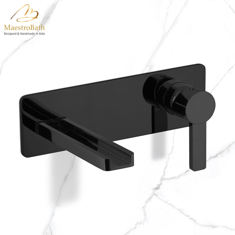 Modern Wall Mount Bathroom Faucet Aqua Black