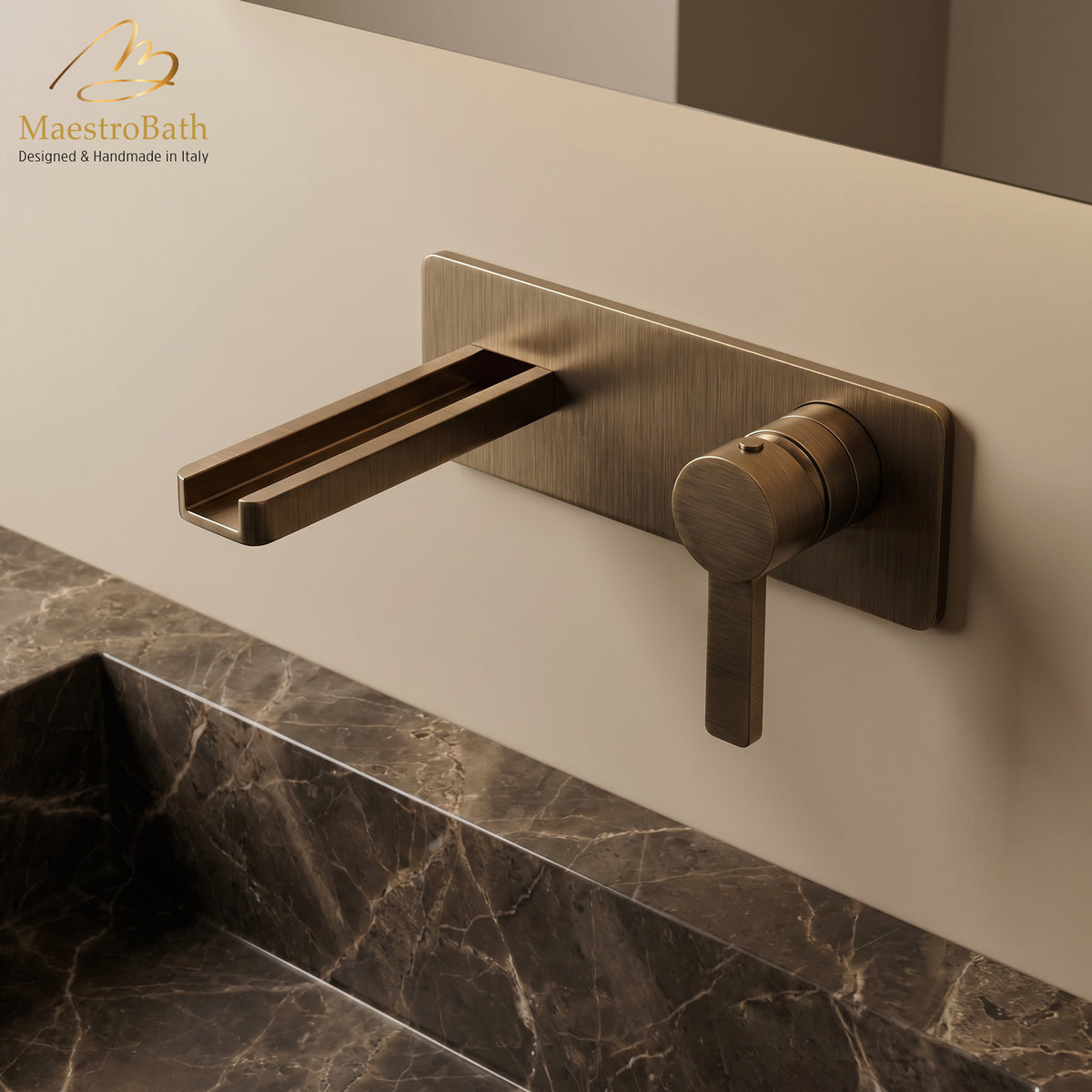 Modern Wall Mount Bathroom Faucet Aqua Tobacco #color_Tobacco