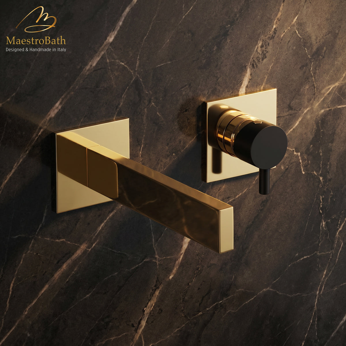 Ultra Modern Two Hole Bathroom Faucet | Polished Gold #color_polished gold