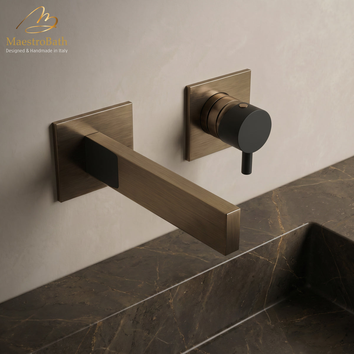 Ultra Modern Two Hole Bathroom Faucet | Black #color_Tobacco