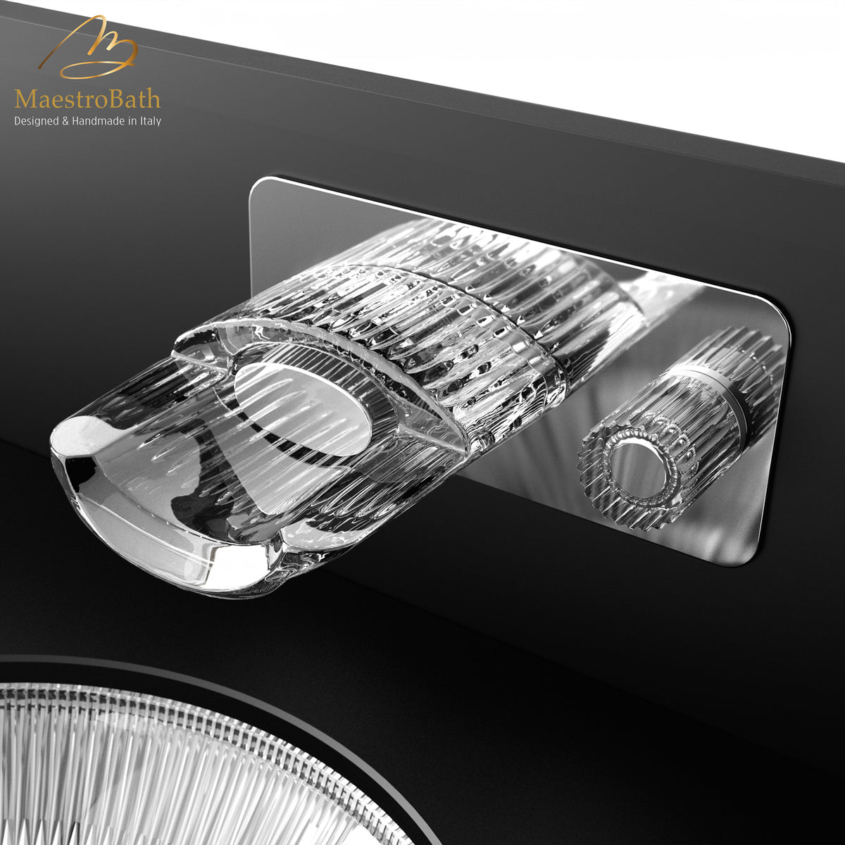 Clivia Luxury Wall Mount Bathroom Faucet, 4.3 inch spout height and a 6.1 inch spout reach #color_polished chrome