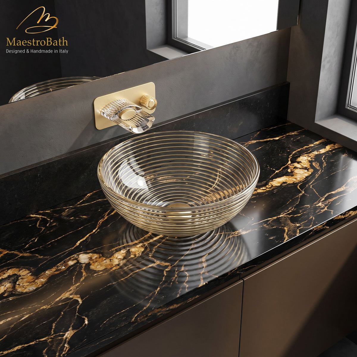 Clivia Luxury Wall Mount Bathroom Faucet #color_satin gold