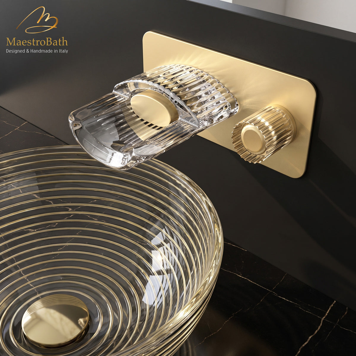 Clivia Luxury Wall Mount Bathroom Faucet #color_satin gold