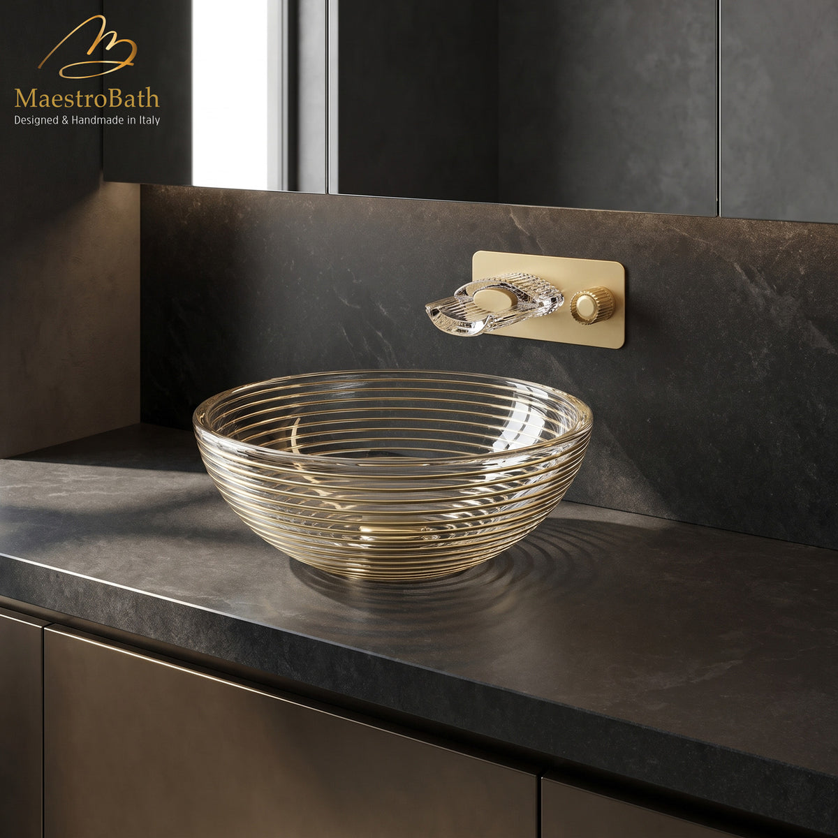 Clivia Luxury Wall Mount Bathroom Faucet #color_satin gold